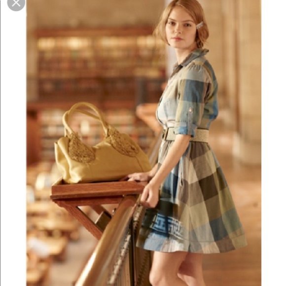 Moulinette Soeurs Reed Blue Green Gingham Dress - Picture 3 of 9